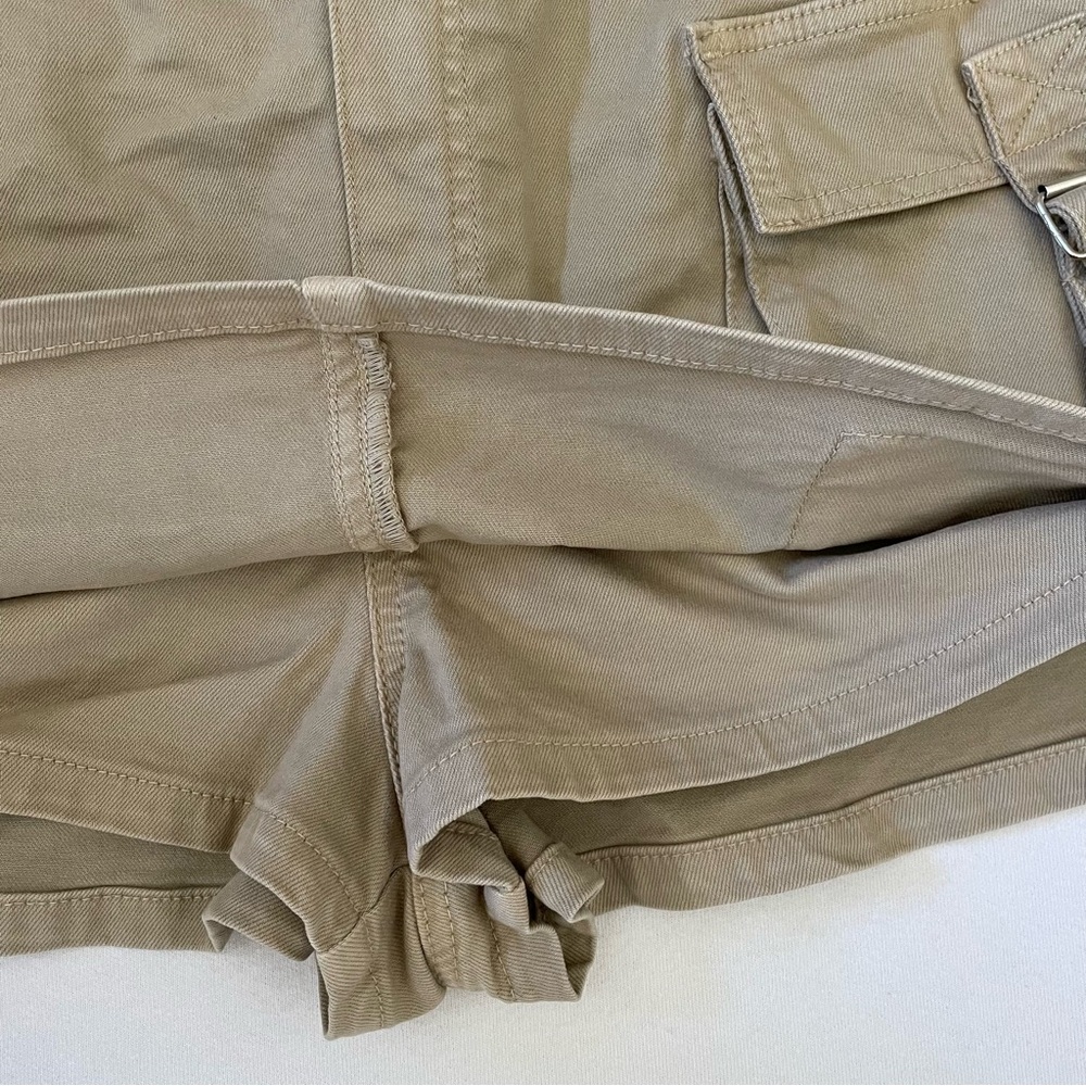 NWOT Free People We The Free Denim Cargo Mini Skort Khaki Morning Oat Size 32 - Picture 5 of 8